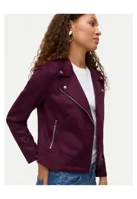 Geaca din imitatie de piele pentru femei violet -