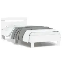 Gossi cadru de pat cu tablie si lumini led, alb, 90x190 cm