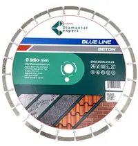 Disc DiamantatExpert LASER pt. Beton, Materiale constructii 350x25,4mm (mm) taiere uscata sau umeda, Blue Line Profesional - DXQZ.BCON.350.25