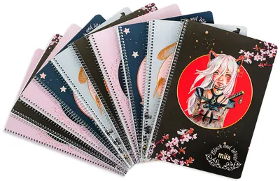 Set de 10 caiete Black&White Miia - B5, 60 de foi, linii late, sortiment