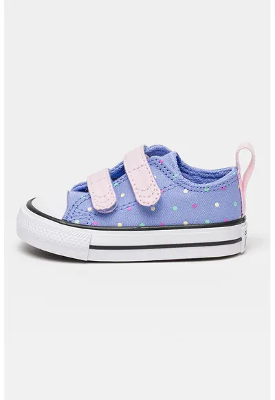 Tenisi cu inchidere velcro si model cu buline Taylor - Lila/Roz pal