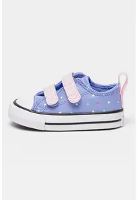 Tenisi cu inchidere velcro si model cu buline Taylor - Lila/Roz pal