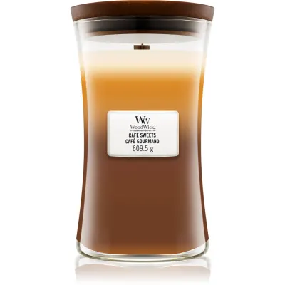 Woodwick Trilogy Café Sweets lumânare parfumată cu fitil din lemn 609.5 g