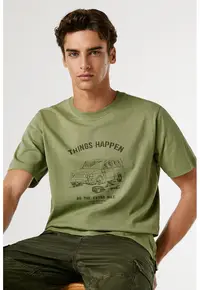 Tricou cu imprimeu text Sheldon - Negru/Verde sparanghel