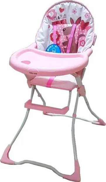 Scaun de masa pentru copii si bebe Baby Care CH Pliabil, Centura de siguranta, Sezut confortabil, Masuta detasabila, Model Cangur Roz