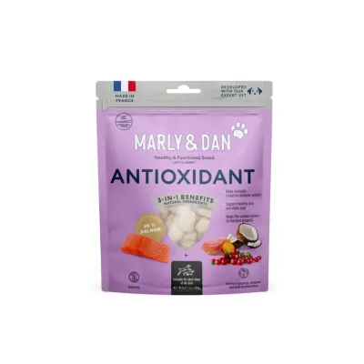 MARLY&DAN Antioxidant, XS-XL, Somon, punguță recompense funcționale fără cereale câini, activitate intensă, 100g