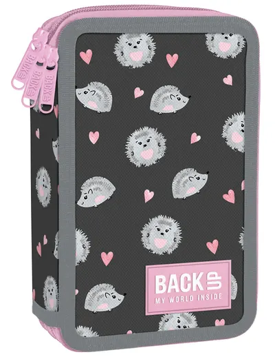 Penar cu rechizite BackUp EW - Hedgehog, cu 3 fermoare