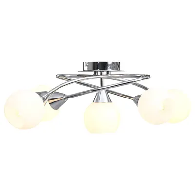 Gossi lustra cu abajururi din ceramica, 5 becuri e14, alb, glob