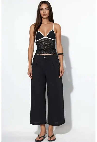 Pantaloni dama talie inalta - negru - Negru