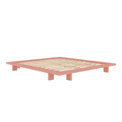 Pat matrimonial roz deschis din lemn masiv de pin cu somieră 140x200 cm Japan – Karup Design