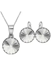 Set Argint 925 placat cu rodiu cu cristale Swarovski® Rivoli 10mm Leverback - Alb