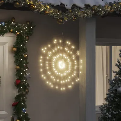 vidaXL Lumini stelare de Crăciun 140 LED-uri, 2 buc., alb cald, 17 cm