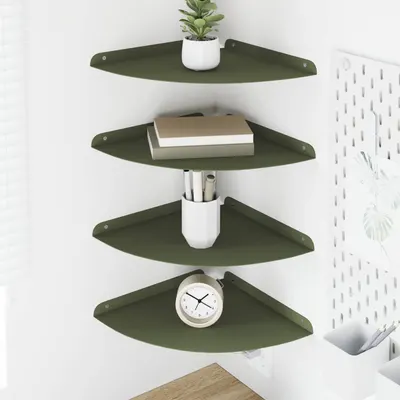 vidaXL Raft Suspendat pentru Colț 4 buc. Olivengrønn 30 x 30 x 2 cm