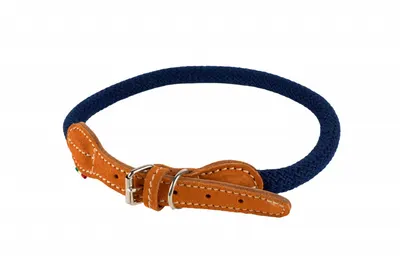 Zgarda din piele, albastra, design clasic, 16 mm x 65 cm