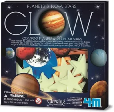 Stickere fosforescente 4M - Planete și stele strălucitoare, 25 buc