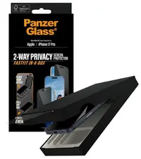 Protector de sticlă PanzerGlass - Privacy, Fastfit in-a-box, iPhone 17 Pro, transparent