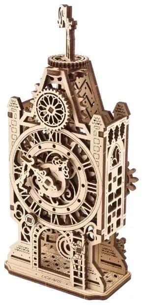 Puzzle 3D din lemn Ugears din 44 piese - Turnul cu ceas antic
