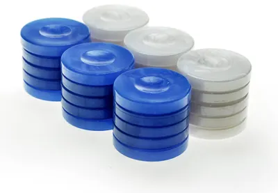 Puluri de table Manopoulos - Din acril cu efect sidefat, albastru/alb (36 mm)