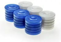 Puluri de table Manopoulos - Din acril cu efect sidefat, albastru/alb (36 mm)
