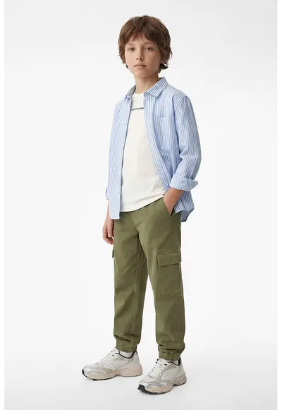 Pantaloni cargo cu talie ajustabila - Verde masliniu