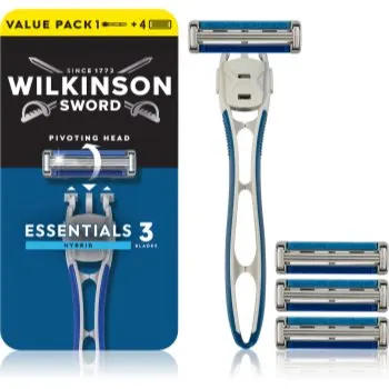 Wilkinson Sword Essentials 3 Hybrid aparat de ras + rezervă 4 pc