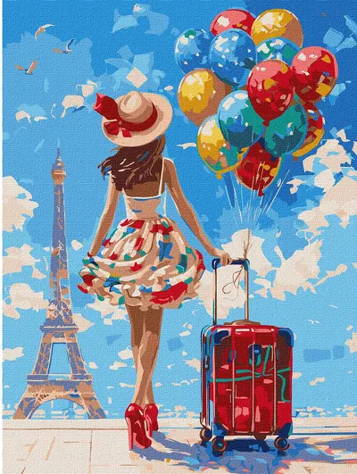 Set pentru pictură după numere Ideyka - Călătorie la Paris, 30 x 40 cm
