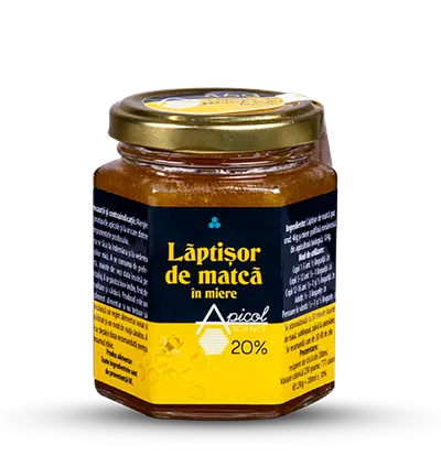 Laptisor de matca in miere 20%, 200ml, Apicol Science