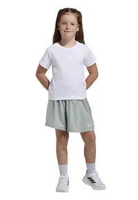 Set de tricou de bumbac si pantaloni scurti - 2 piese - Alb/Verde pal