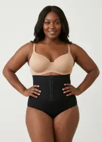 Slip modelator premium cu talie inalta si inchidere reglabila, 53603, negru