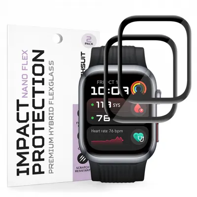 Folie Protectie Techsuit Nano Flex pentru Huawei Watch D2, Set 2 bucati, Plastic, Neagra
