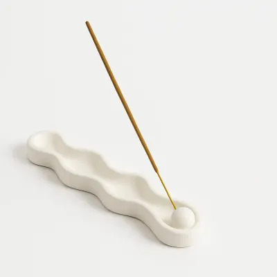 Suport bețișoare parfumate din ceramică jesmonite – 25×4 cm - Marmorată bej