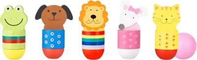 Mini bowling din lemn Orange Tree Toys - Animale