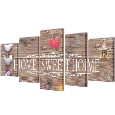 Set tablouri din panza cu imprimeu home sweet home, 100 x 50 cm