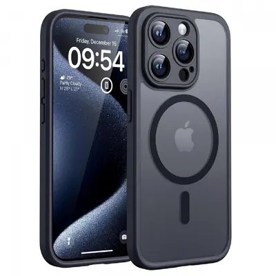 Husa MagSafe pentru Apple iPhone 14 Pro Max, Techsuit, PureFrost, Neagra Satinata