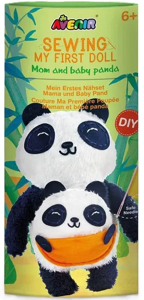 Set creativ Avenir - Coase-ți o jucărie de pluș , Mama panda cu bebeluș