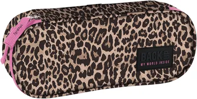 Penar oval școlar BackUp A - Leopard, 1 fermoar