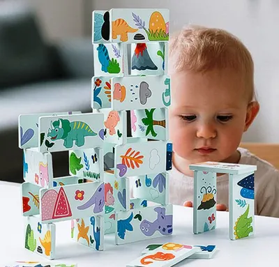 Domino din lemn cu dinozauri 28 pcs Engros