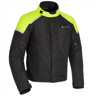 Geaca textila impermeabila Oxford Spartan, versiune scurta, culoare negru fluo, marime XL