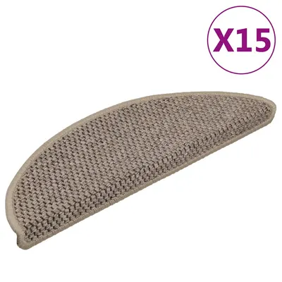 vidaXL Covorașe scări autoadezive aspect sisal, 15 buc. bej 56x17x3cm