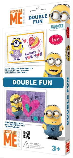 Set creativ Revontuli Toys Oy - Puzzle si gravura, dublu, Minions