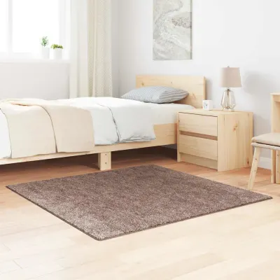 vidaXL Covor Shaggy Antiderapant Maro 120 x 120 cm PP