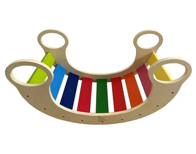 Leagăn-balansoar multicolor, tip Montessori, din lemn