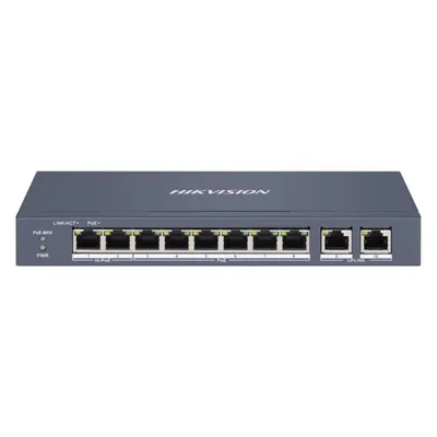 Switch cu 8 porturi PoE Hikvision DS-3E1310HP-EI, 16000 MAC, 9.2 Gbps, Hi-PoE, cu management