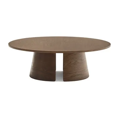 Măsuță de cafea în culoare naturală închisă rotundă cu aspect de lemn de frasin ø 110 cm Cep – Teulat