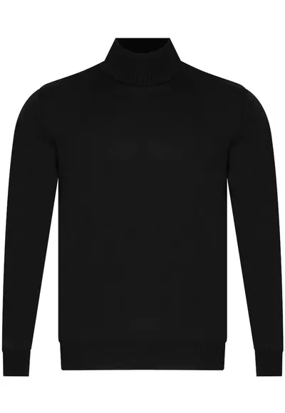 Pulover barbati - WS3321 - croiala regular - negru - bumbac si acril