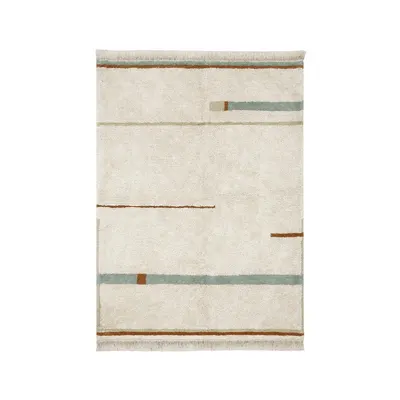 Covor albastru/crem lavabil/țesut manual din bumbac 140x200 cm Lanes Vintage Blue – Lorena Canals