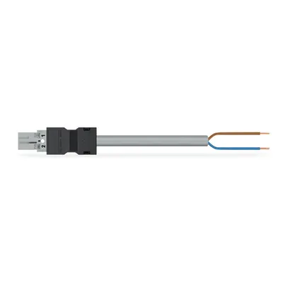 pre-assembled connecting cable; Plug/open-ended; 2-pole; Cod. B; Control cable 2 x 1.5 mm²; 1 m; 1,50 mm²; gray