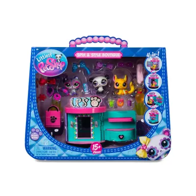 Set de joaca cu 3 figurine, Littlest Pet Shop, Spin & Style Boutique
