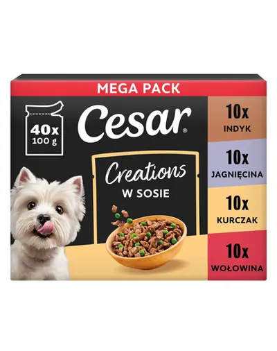 CESAR Creations hrană umedă câini adulți, mix 4 arome în sos, 40x100 g
