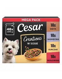 CESAR Creations hrană umedă câini adulți, mix 4 arome în sos, 40x100 g
